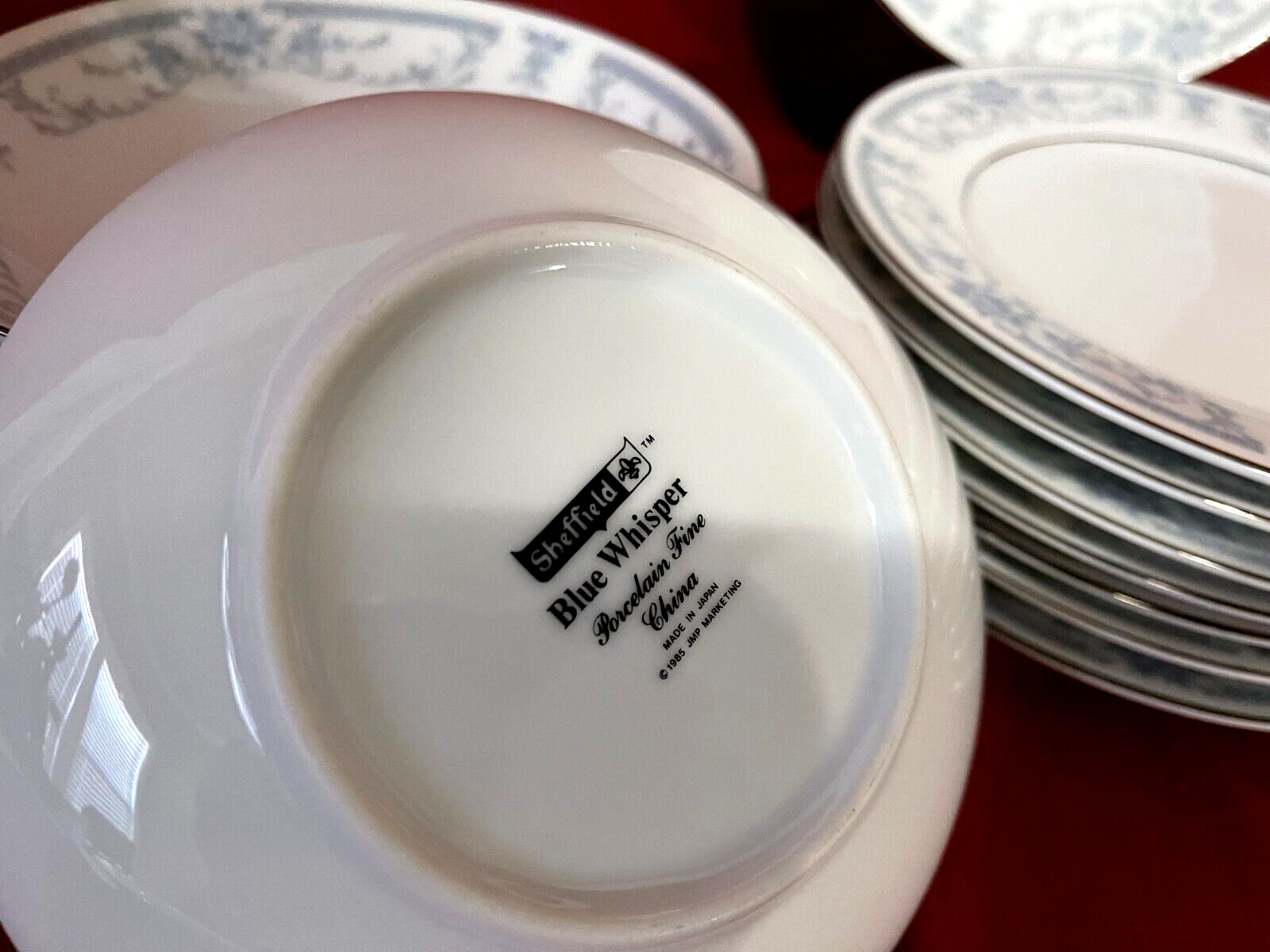 Sheffield Blue Whisper 15 Piece Lot Of 8 Bread Plates & 7 Fruit Bowls