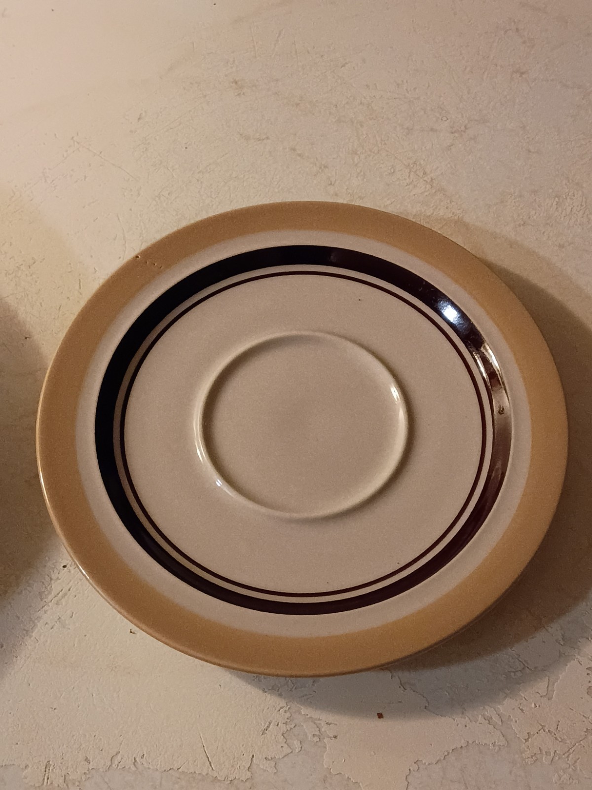 Ceramic Brown and White Twelve-Piece Cup & Saucer Set, Glossy Finish