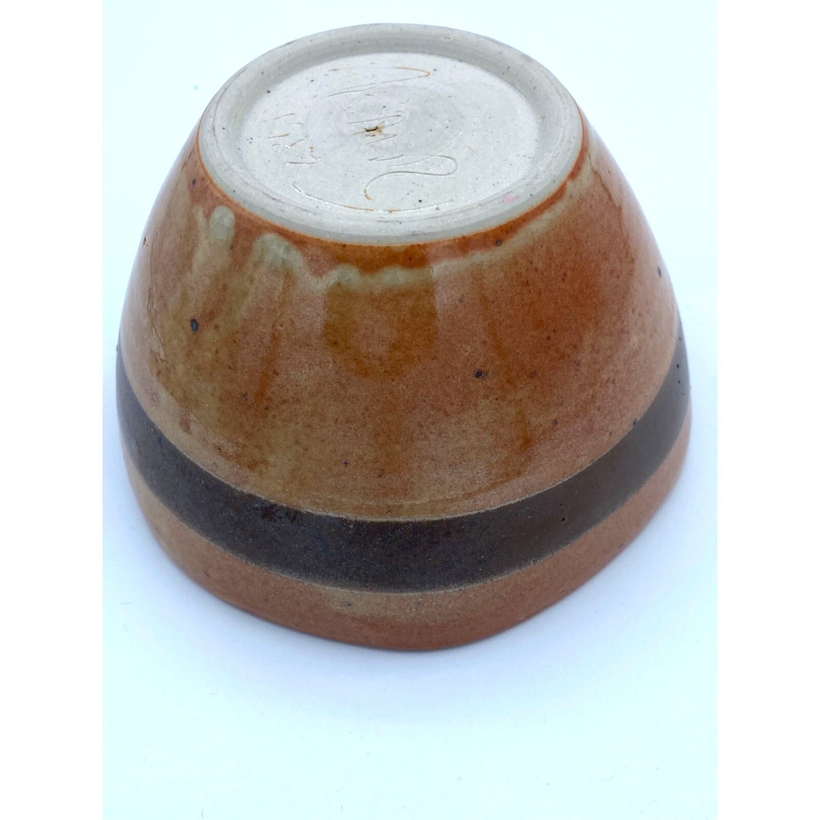 Ardar Crafted 3-Toned Brown Glazed Pottery Bowl with Pinched Sides/5 inches