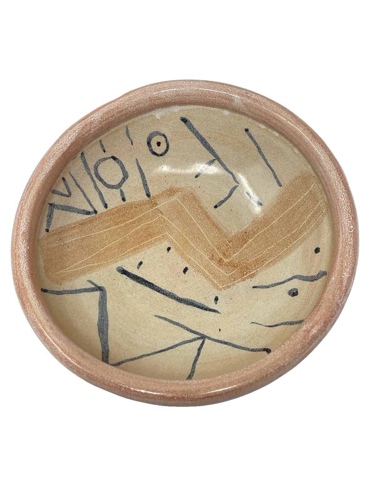 T S Post Pottery Bowl 7.5” 1988 Studio Art Abstract Southwest Signed Vintage