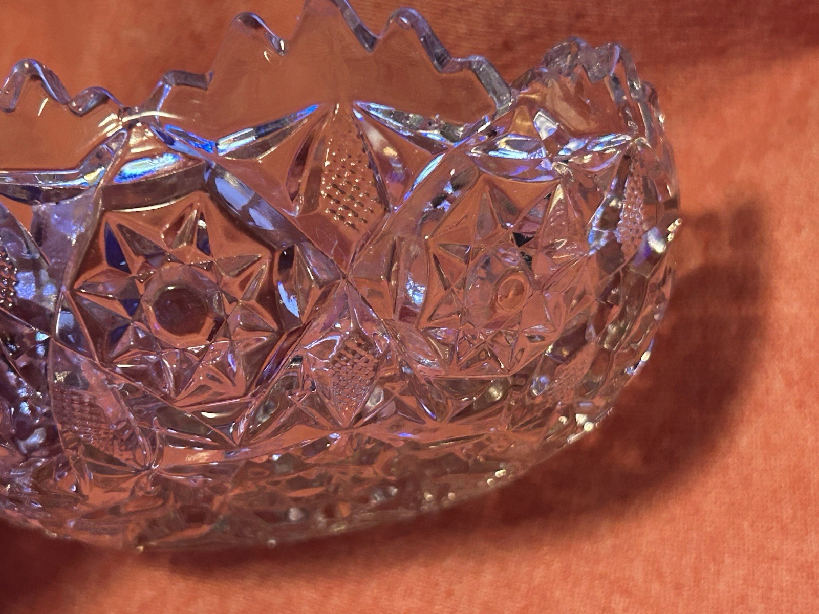 ABP American Brilliant Period Cut Glass Bowl 4” Diameter Jagged Edges