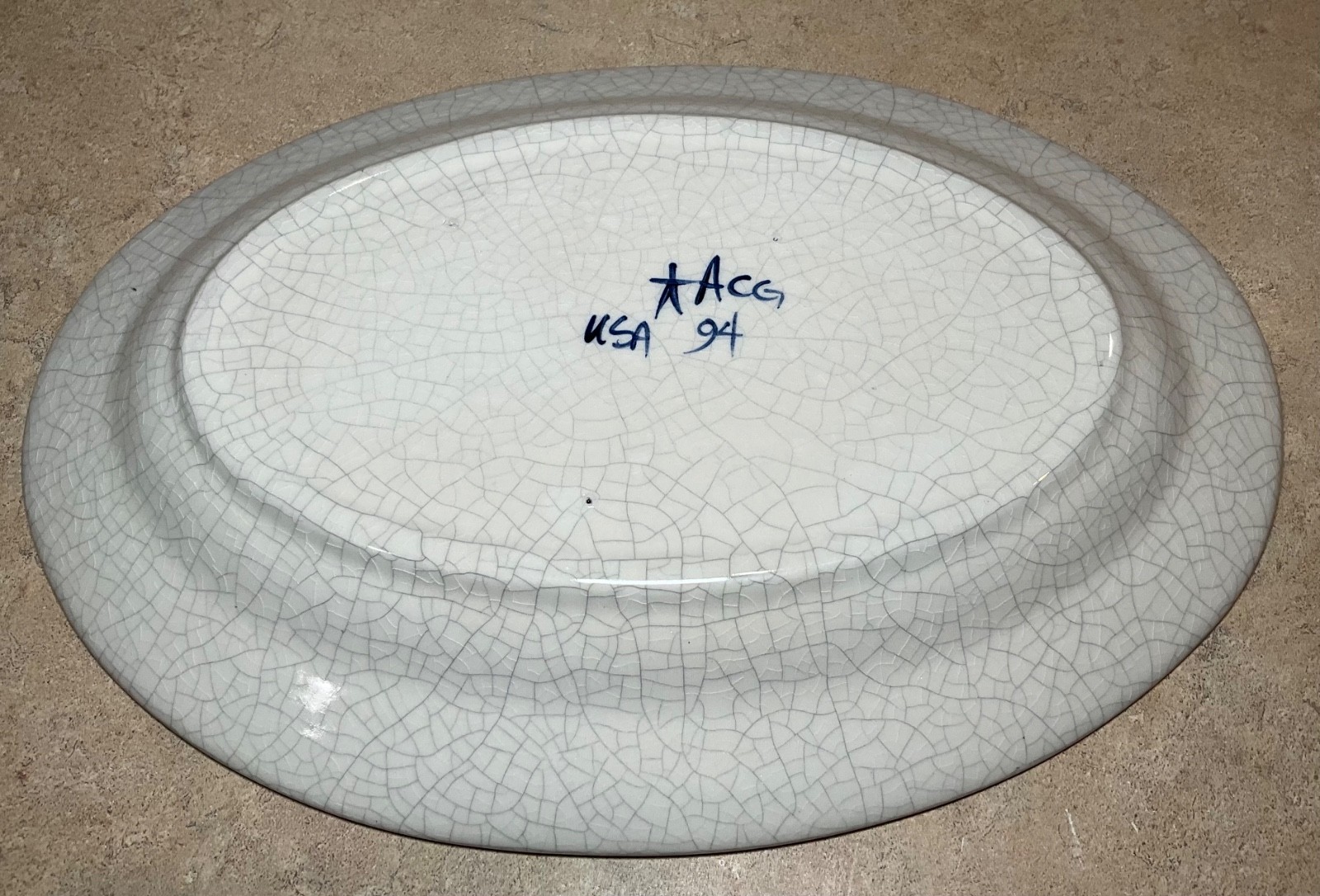 Vtg 1994 Potting Shed Dedham Rabbit Signed Oval Plate Platter 11.5”
