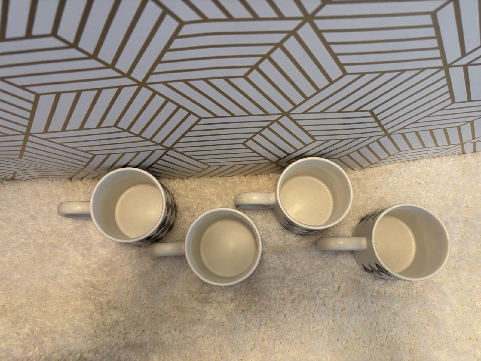 Checkered Board Pattern Coffee Mugs Set Of 4 (Has A McKenzie Childs Look)