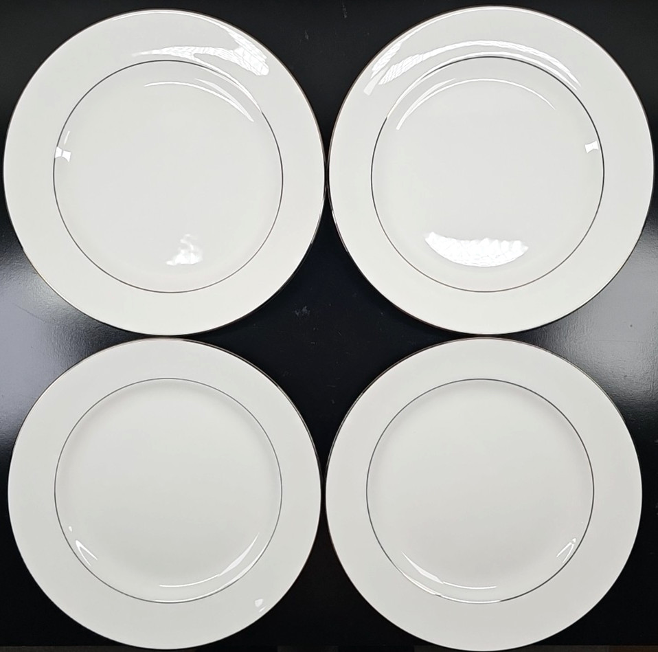 4 Lenox Continental Dining Platinum Dinner Plates Set Elegant Serving Dishes Lot