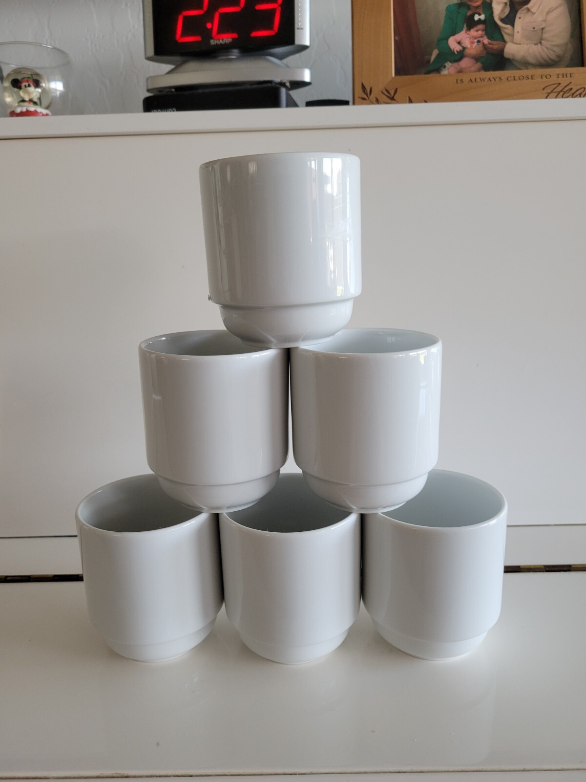 2 BAUSCHER GERMANY WHITE PORCELAIN COFFEE CUPS 3.5 INCHES DIAMETER 3 INCHES 6 OZ