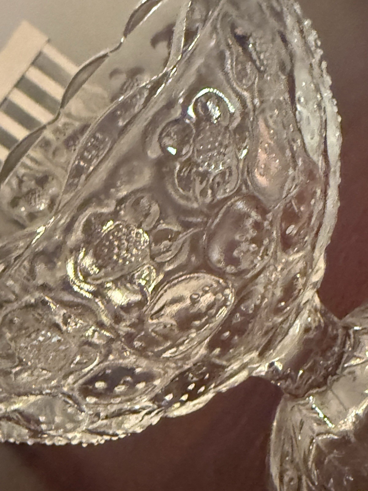 Vintage Clear Pressed Glass Strawberry Pattern Pedestal Or Compote Bowl