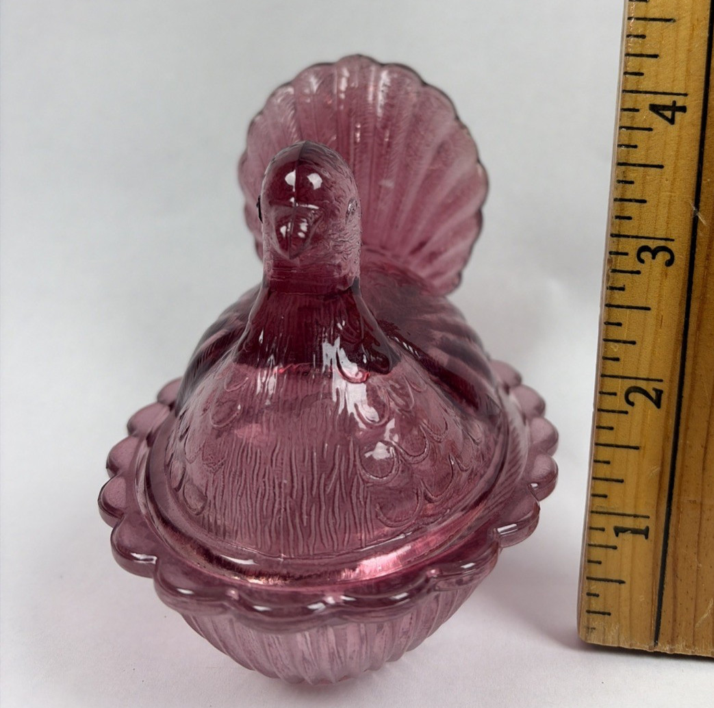 Turkey Bird On Nest Cranberry Indiana Glass Small Candy Dish – 4½” Tall