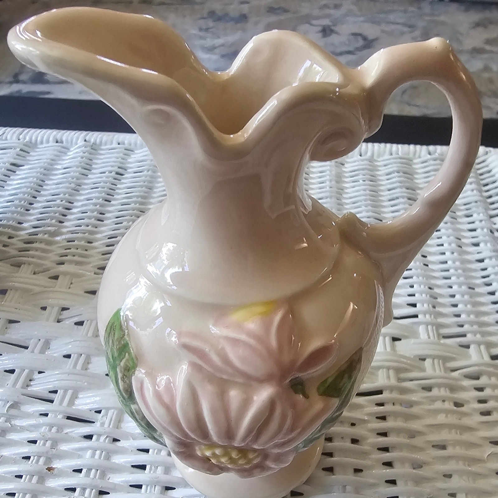 Vintage Hull Small Pink Flower Daisy Pitcher Vase Cottage Core USA Made