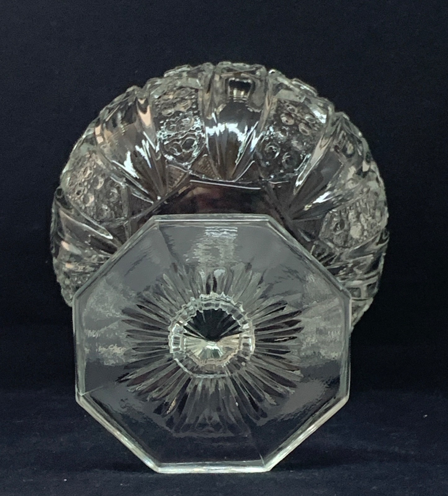 LE Smith Glass Round Compote Quintec Clear 6.5 INCH