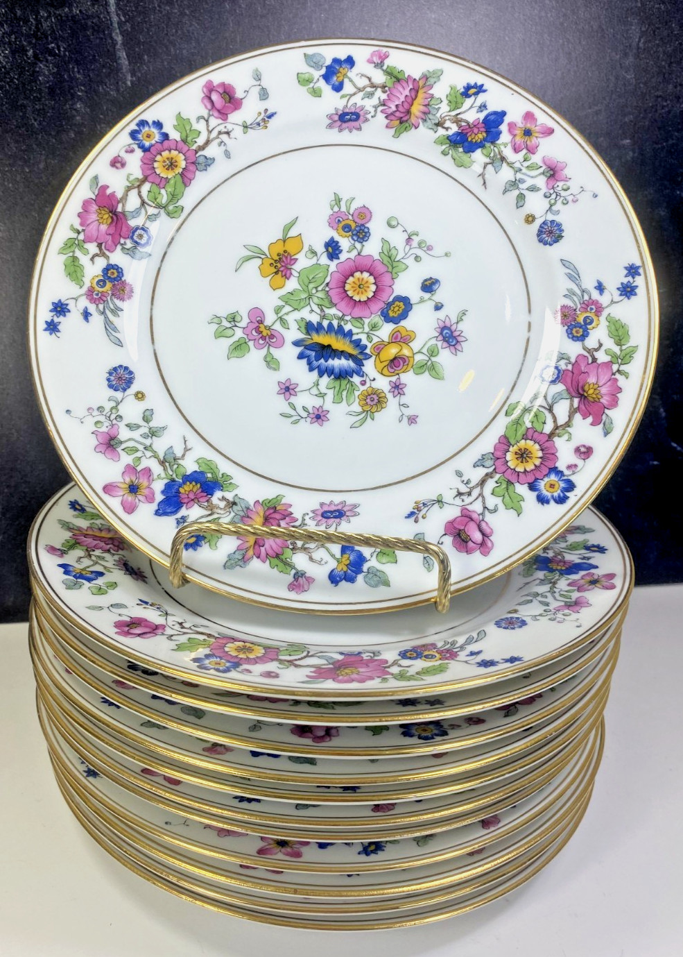 12 Limoges France Floral Bailey Banks & Biddle Co. Phila. 8.75″ Salad Plates