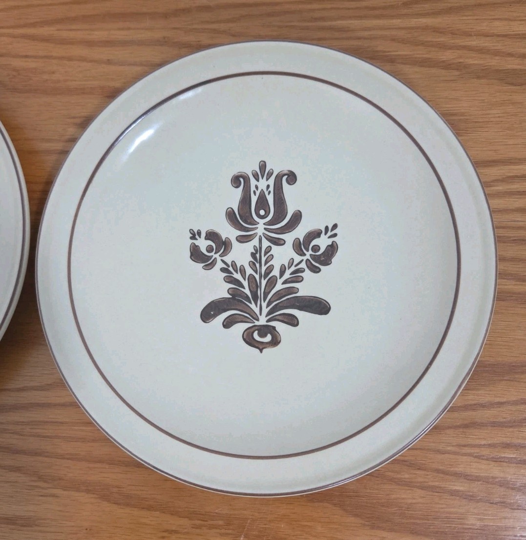 Set Of 2 Vintage Pfaltzgraff Village Pattern 10 1/2″ Dinner Plate Stoneware