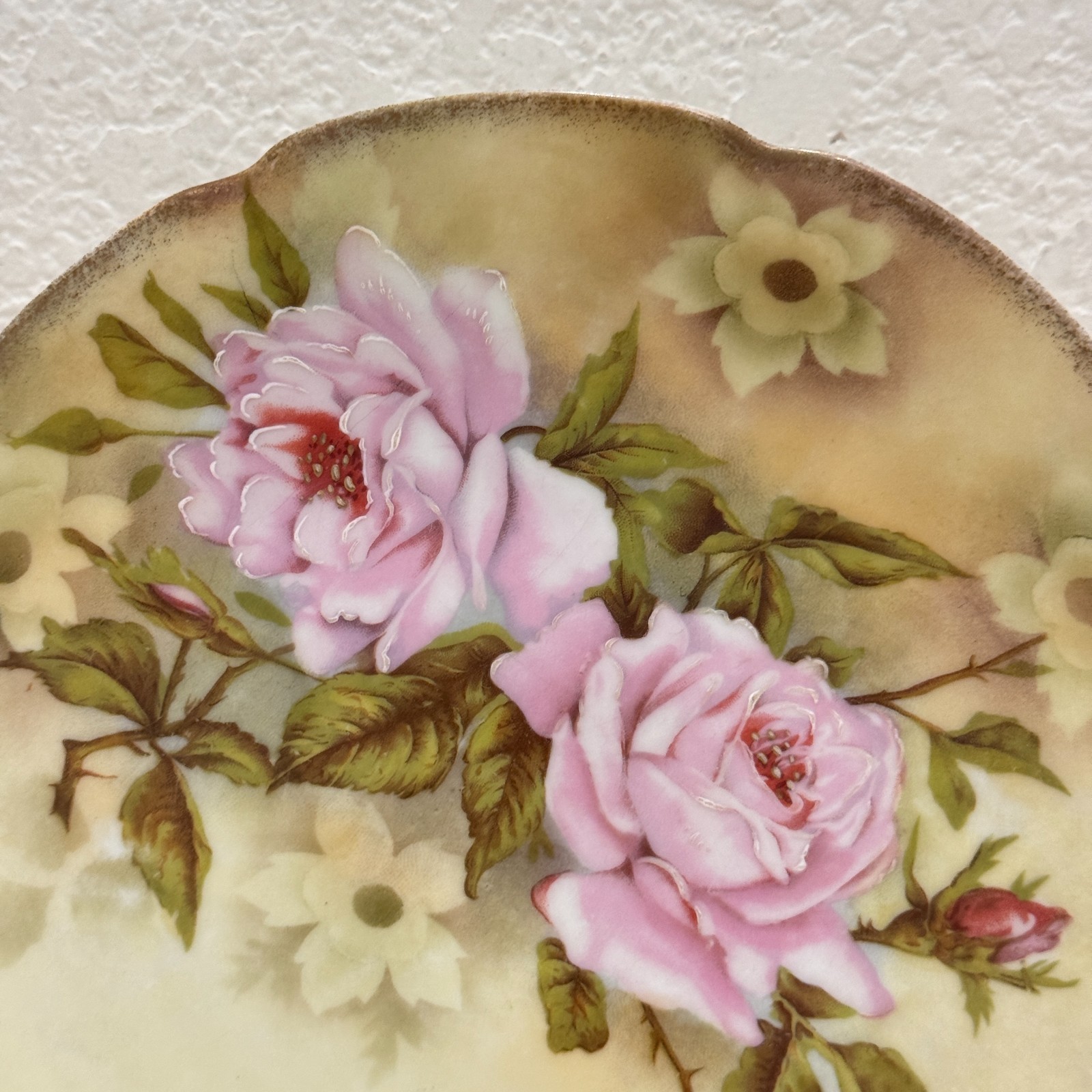 Vintage Alice Austria Pink Rose Oval Handled Porcelain Serving Plate Tray 11″