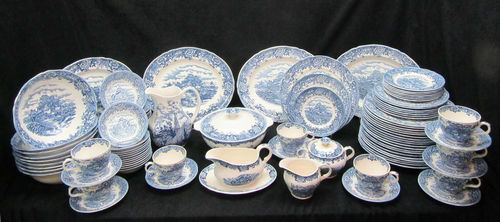 Vintage Salem Olde Staffordshire Blue English Village 9-7/8″ Dinner plate(s)