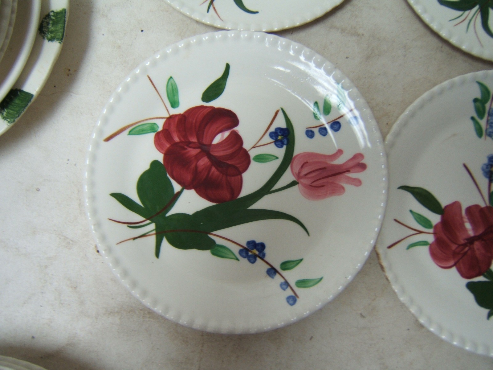 Blue Ridge Southern Pottery Bluebell Bouquet Bread & Butter Plates 6 No Chips