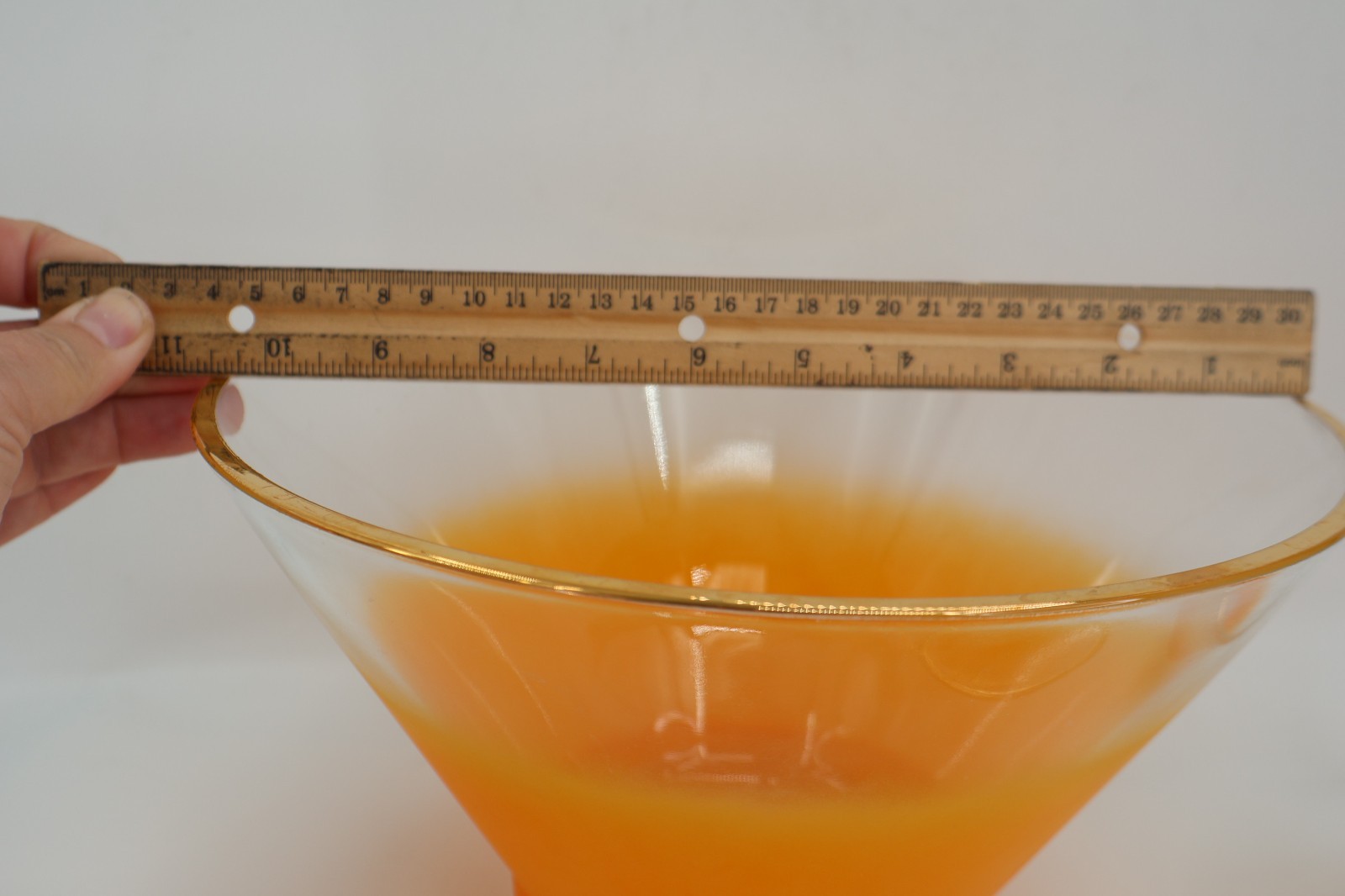 Blendo Frosted Ombre Frosted Glass Gold Trim Serving Bowl & 4 Small Bowls USA