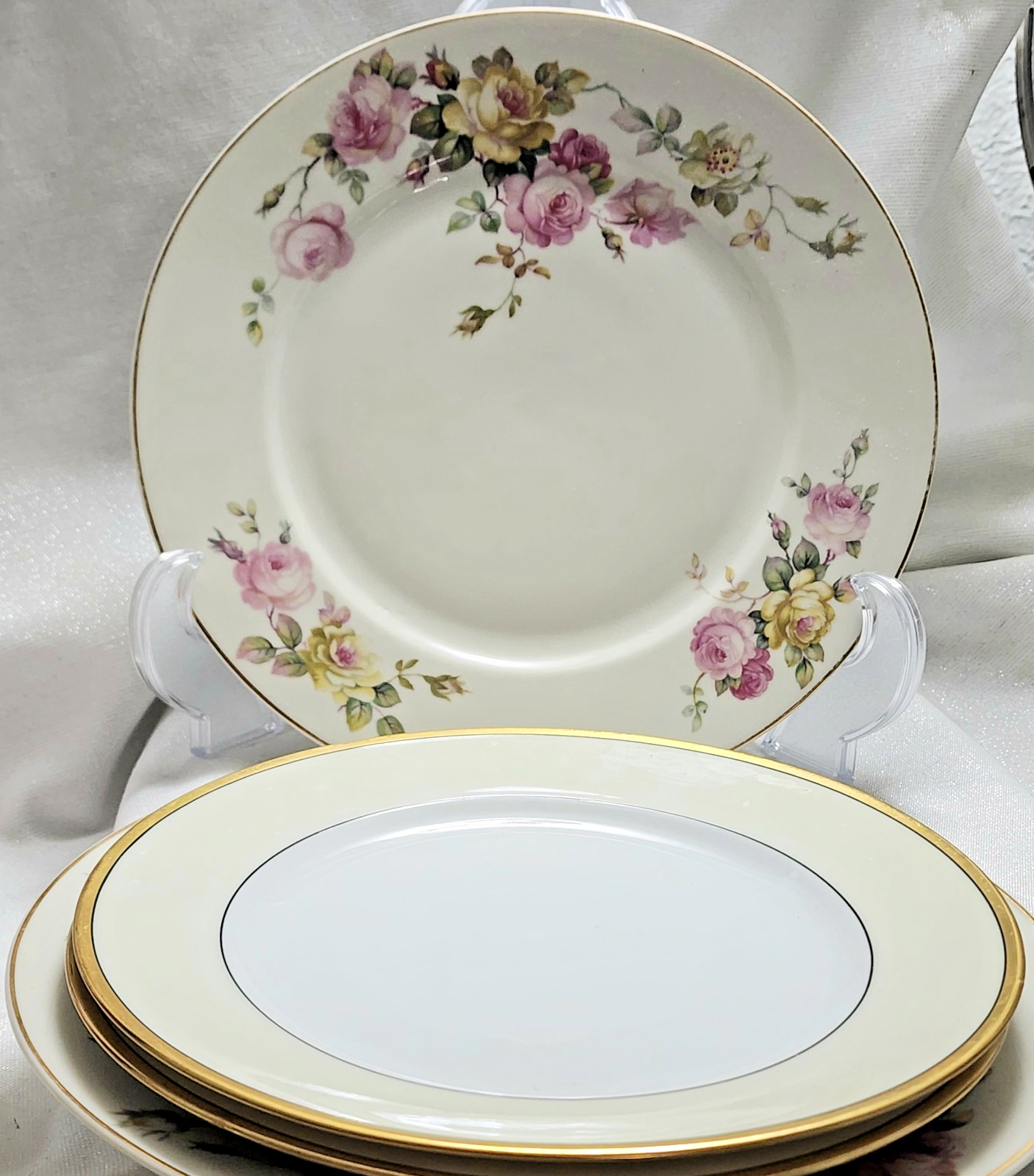Mixed Roses TK Thun Bohemia & Paul Muller Selb Bavaria Dinner Salad Plates Roses