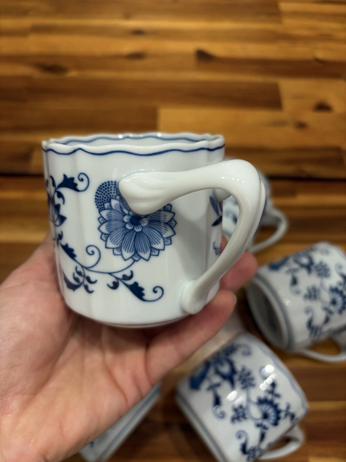 6pc VTG Blue Danube Blue & White Asian Peonies Asters Floral – Japan Excellent!