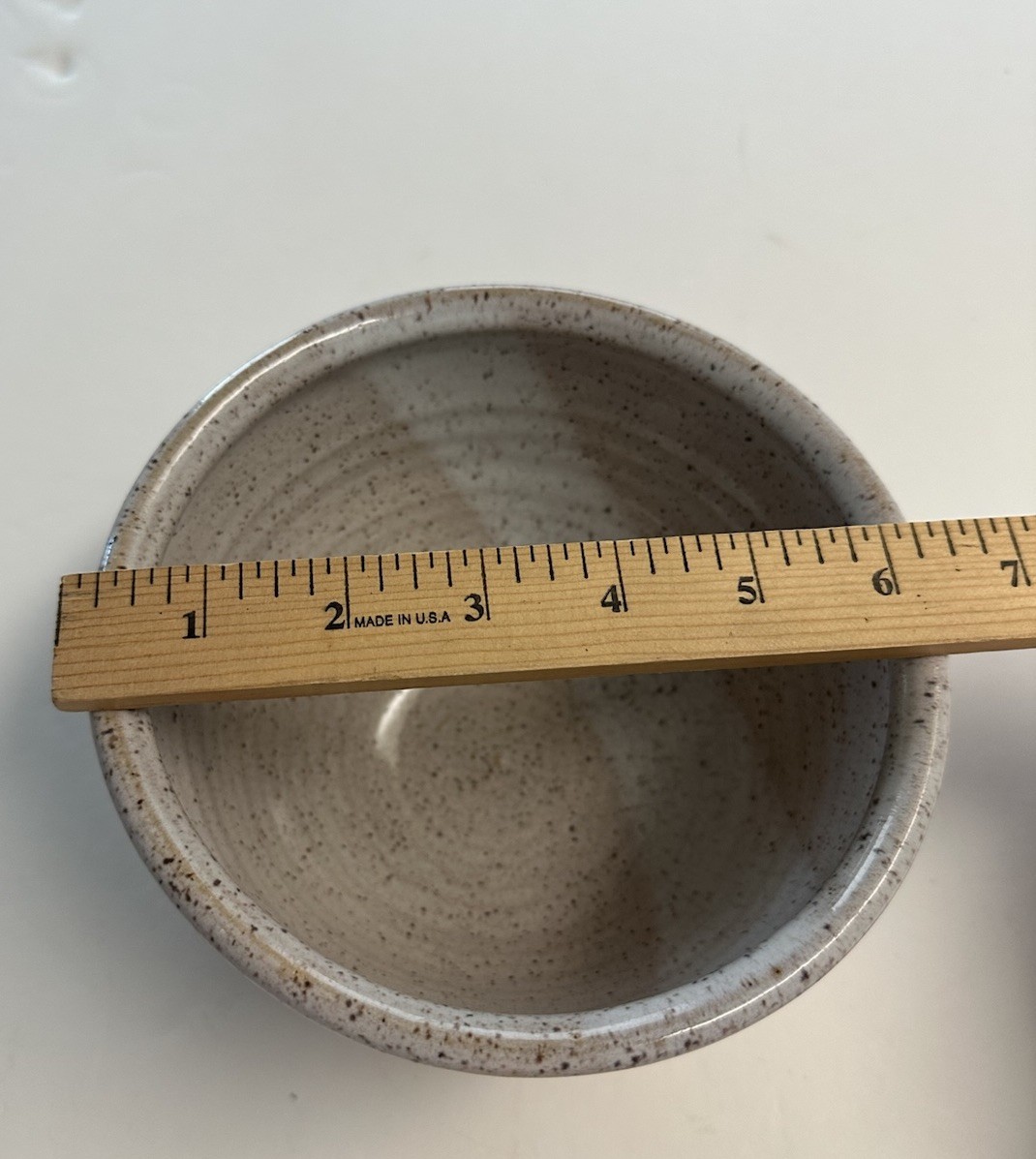 Signed Studio Pottery Stoneware Bowl Speckled Beige Handmade 5.5”