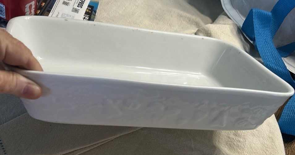 White Ceramic California Rectangular Baker, 8.25×13” Unbranded Stamped N-7 2/5