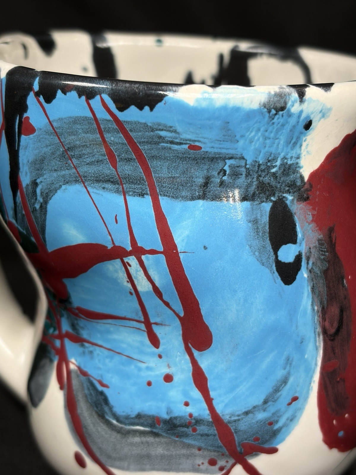 RARE CHARLES NALLE Studio Art Pottery Mug ABSTRACT Contemporary Splatter Multi