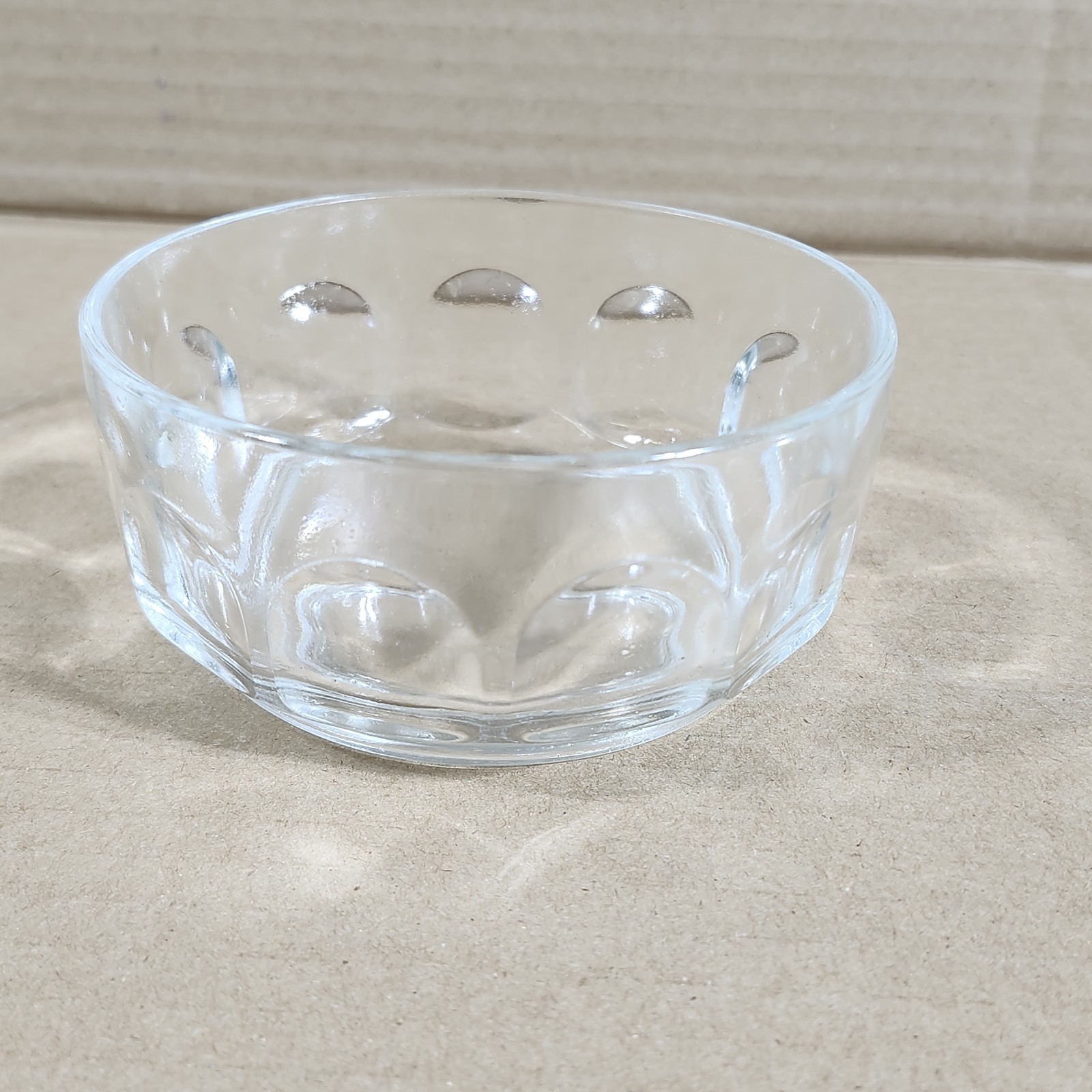 Vintage Arcoroc France Dimpled Thumbprint Glass Dessert Bowl 4.25″