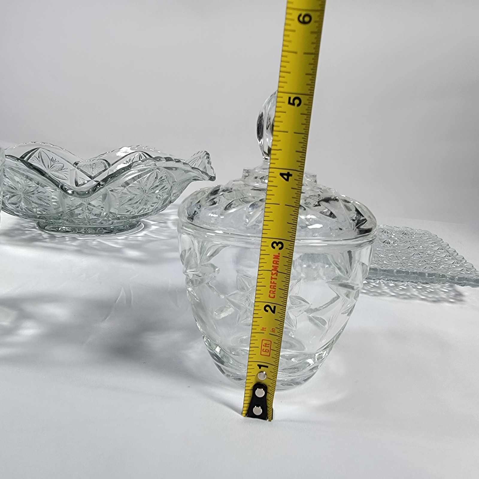 Anchor Hocking Wexford Glassware Lot Bowl Plate Cruet Creamer Candy Dish Vintage