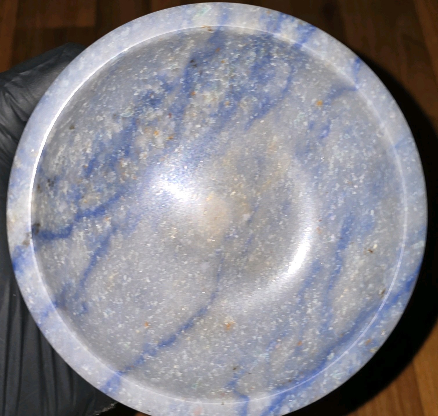 SUPER RARE Blue Brazilian Azul Macaubas Quartzite Crystal Stone Bowl 660 grams