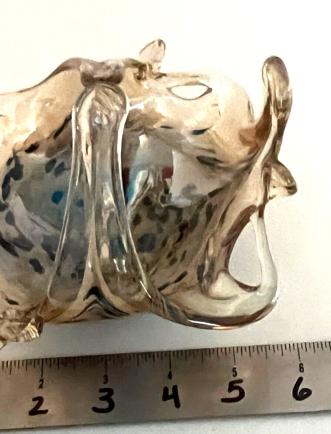 Finger Art Glass Small Bowl Light Neutral Gold Black Spots Swirl 6″ x 5″ Candy
