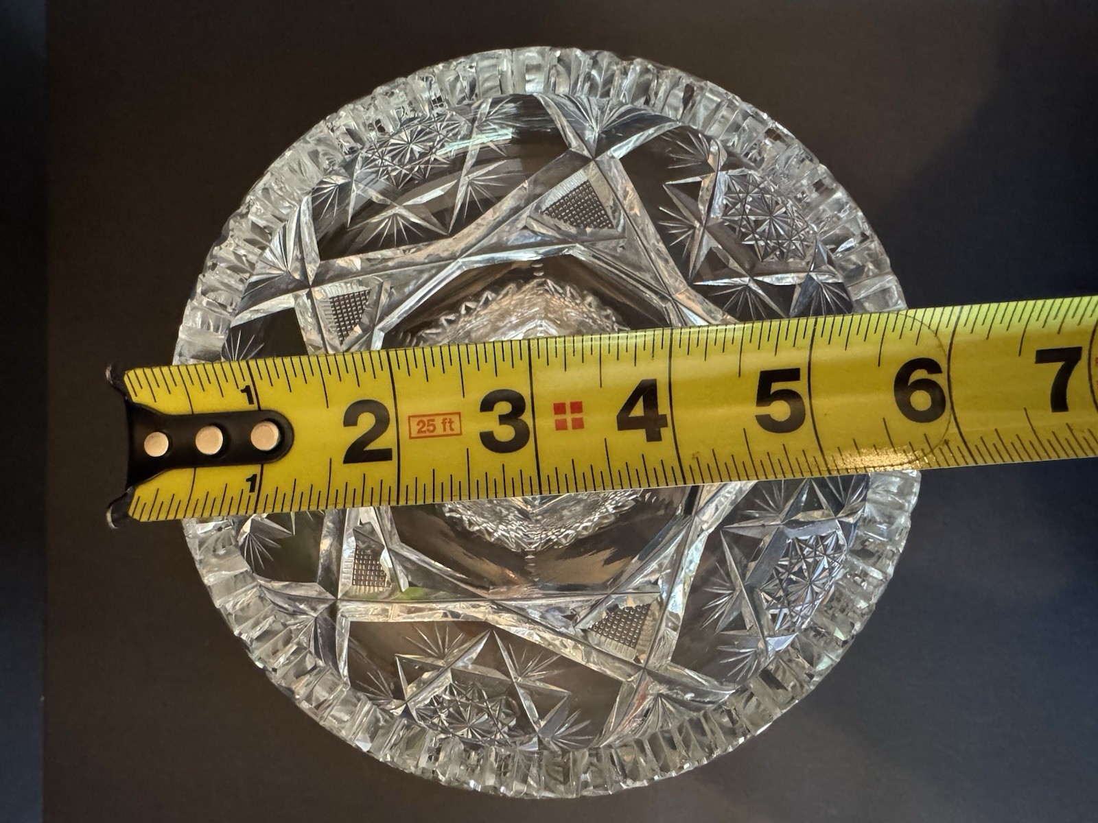 Antique American Brilliant Crystal Glass Cut Pedestal And Plate