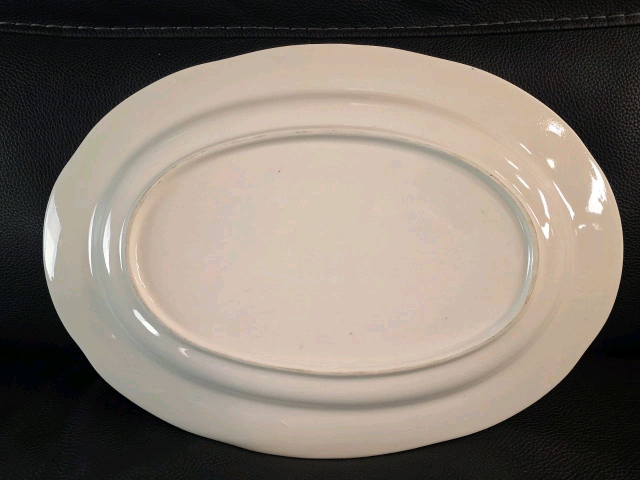 European British Castle Ceramic Platter Oval Floral Border Hillside Landscape