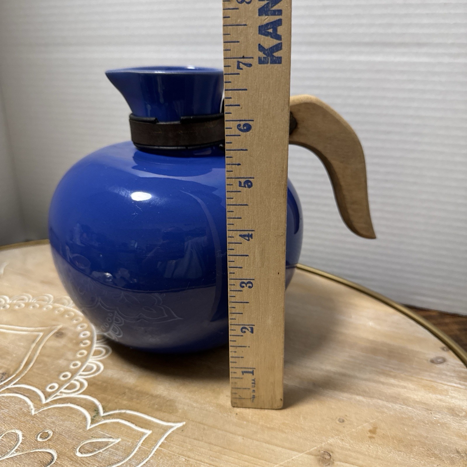 Vintage 1930s Hollydale Pottery California Cobalt Glaze Coffee Carafe Jug