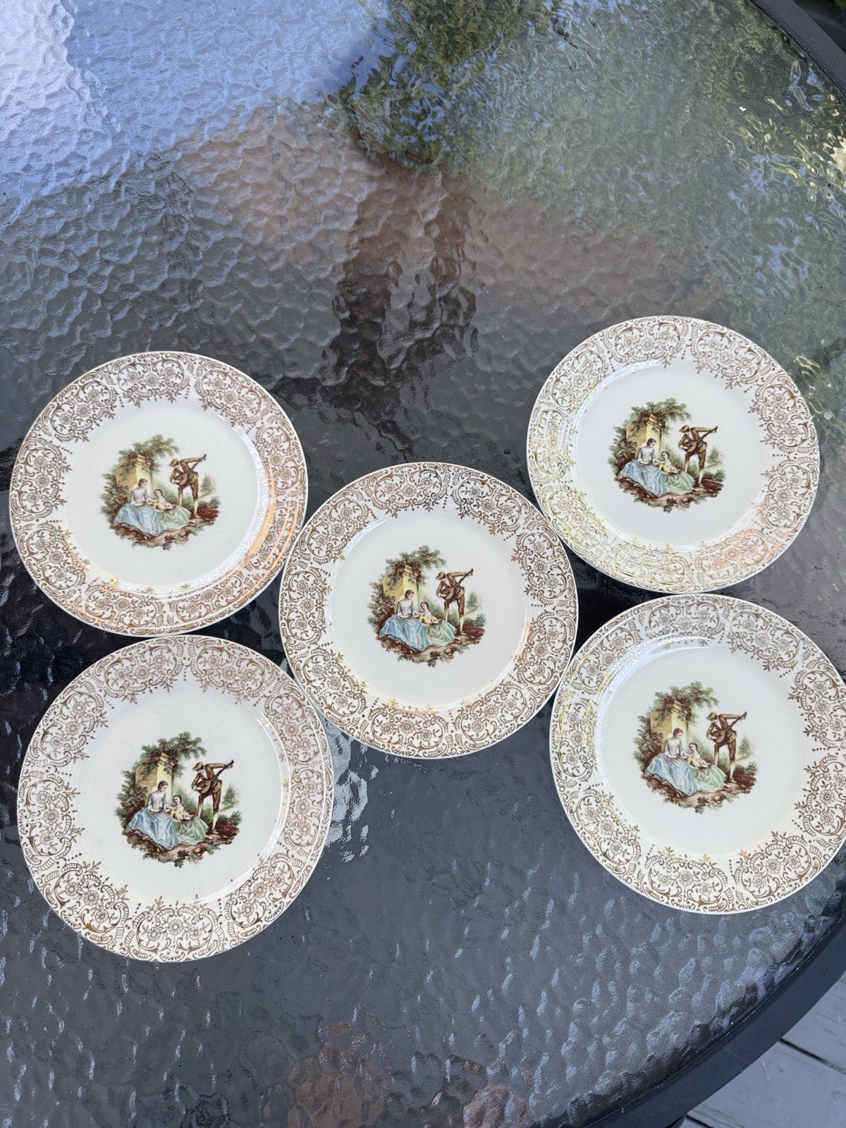 Vintage American Limoges Triumph China D’or 22K Gold Dessert Plates