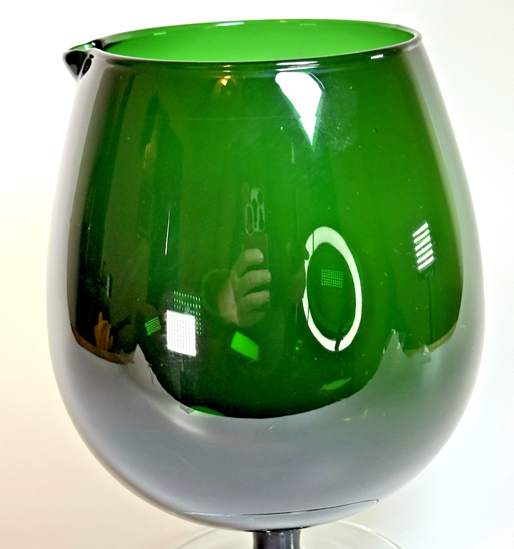 Beautiful Hand Blown Dark Green Footed Barware 48oz Pitcher