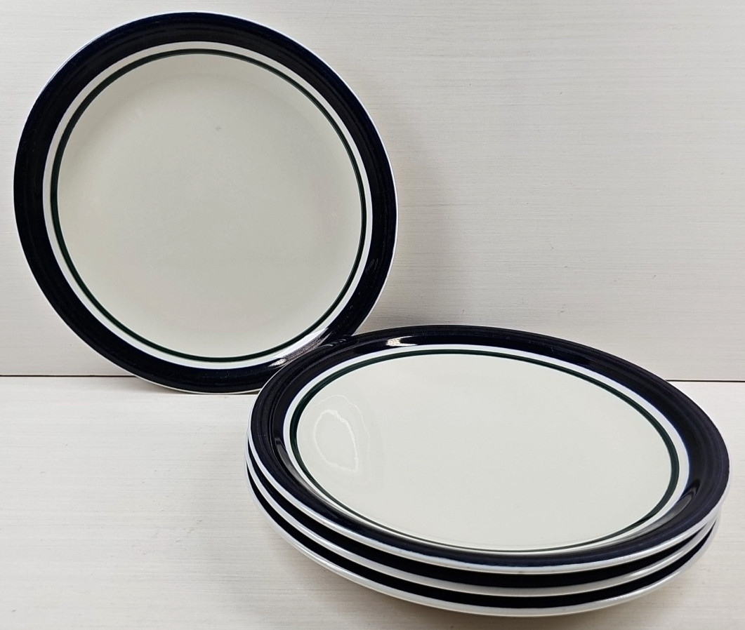 4 Tienshan Kitchen Basics Cobalt Green Dinner Plate Set Table Dining Dishes Lot