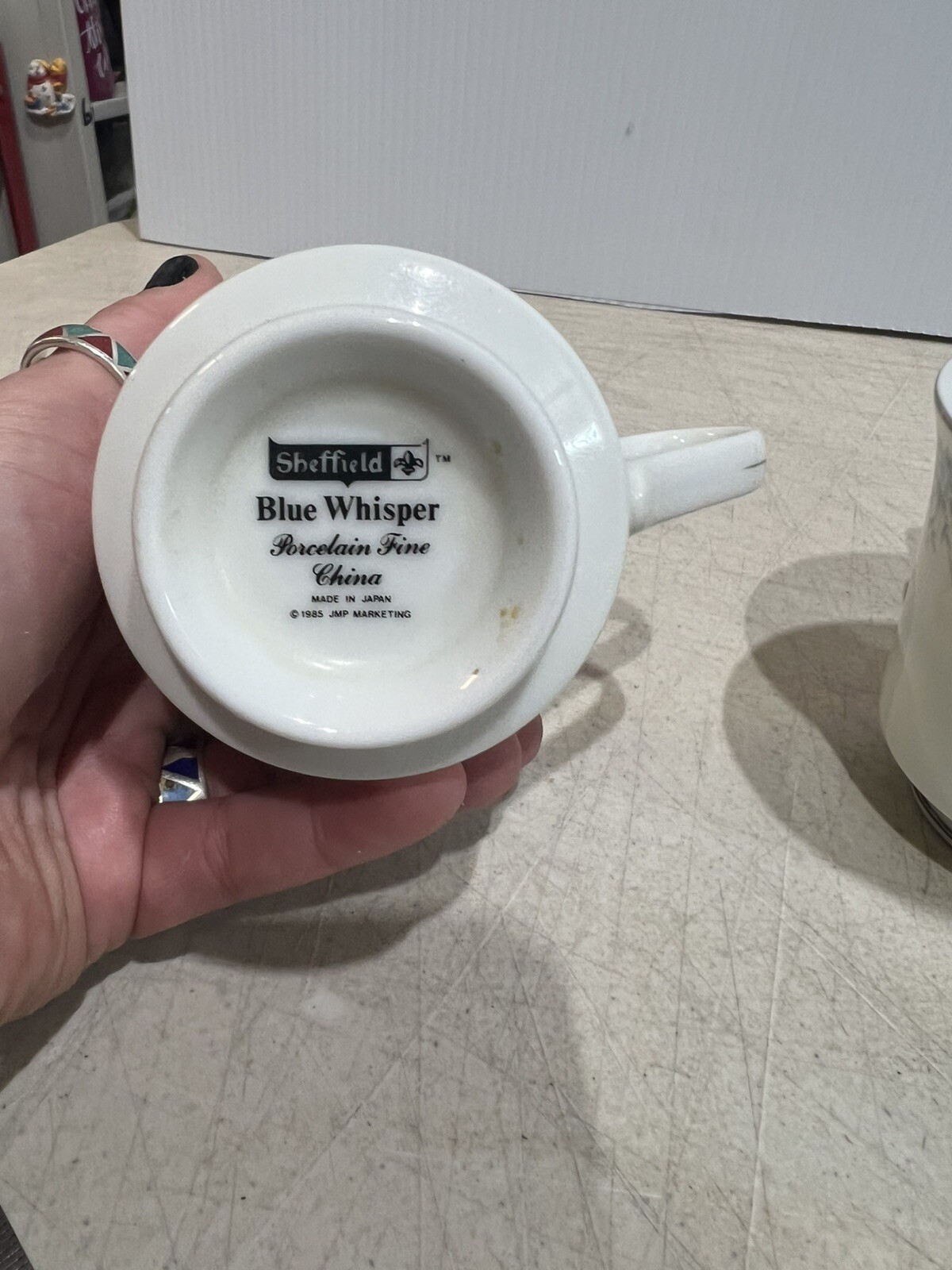 Vintage Sheffield Blue Whisper Porcelain Bone China 4 Tea Coffee Cups 1985 Japan