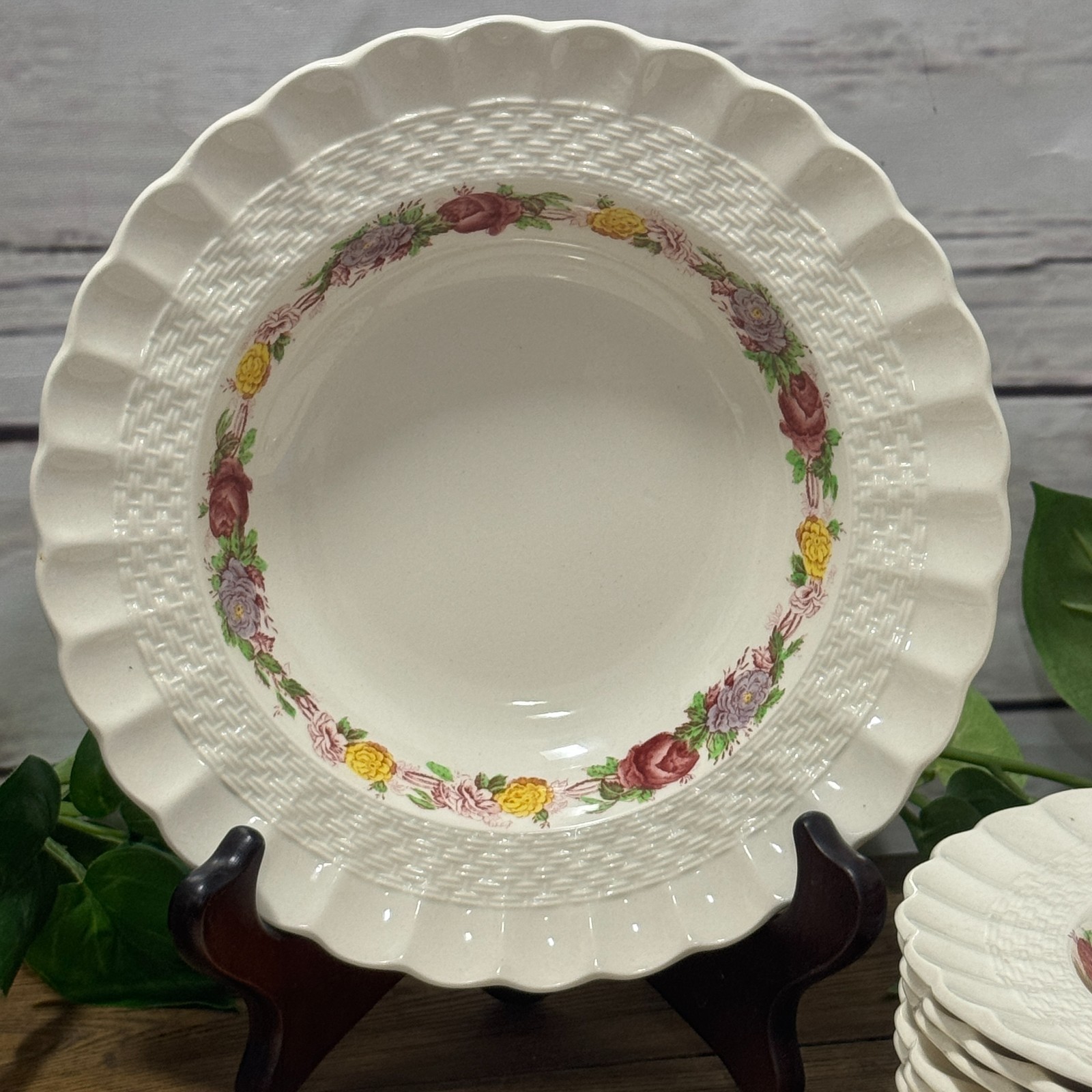 Copeland Spode Briar Rose Chelsea Wicker Lunch Luncheon Soup Serving Bowl Cereal