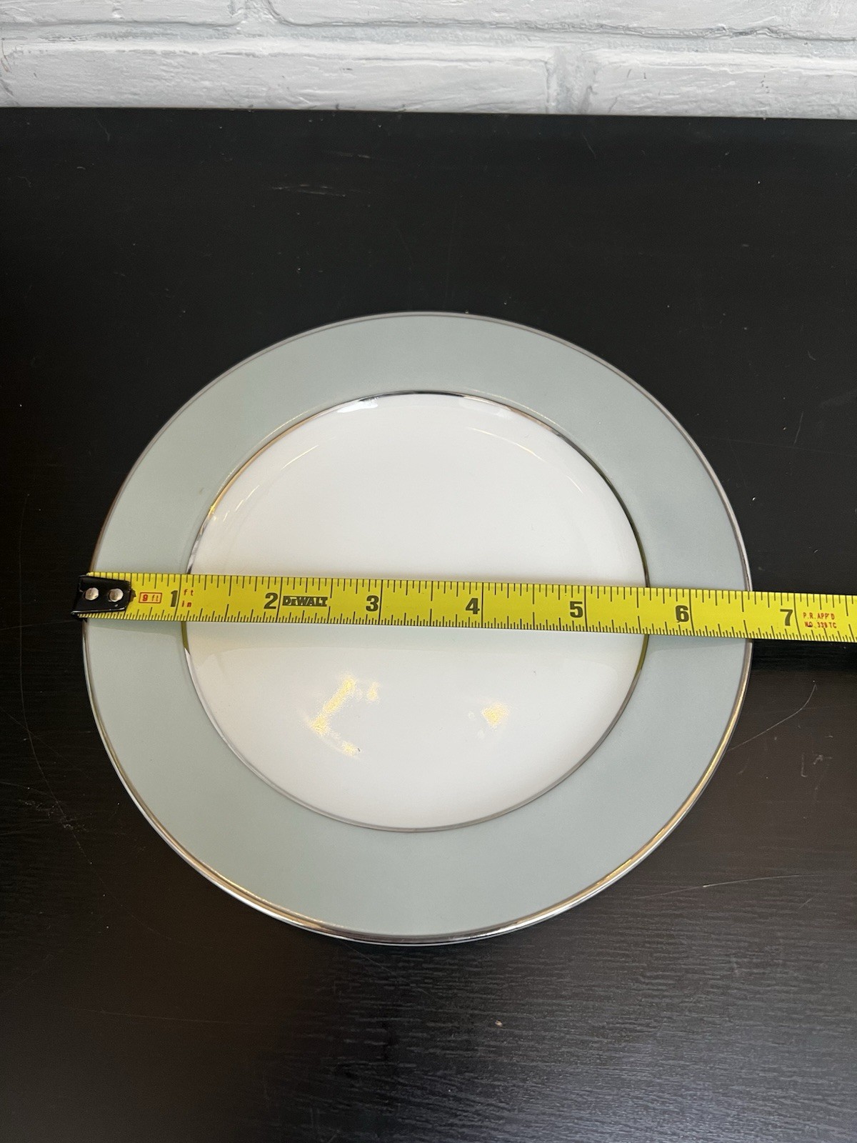 Vintage Sango Japan Sheffield Plates and Saucers Celadon Silver Rim- 22 Pc Lot