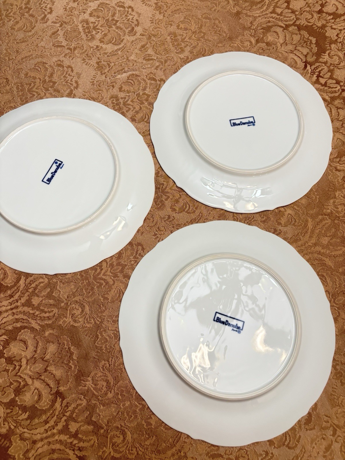 BLUE DANUBE 3 DINNER PLATES 10 3/8″ RECTANGLE BACKSTAMP