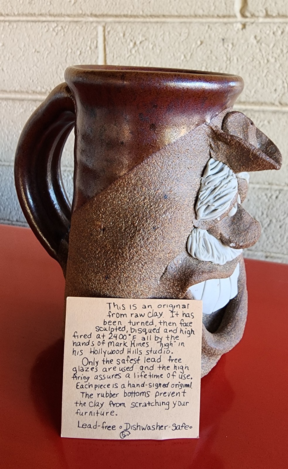 Original Mark Hines Creations Funny Face Mug Stoneware Pottery Artist Signed