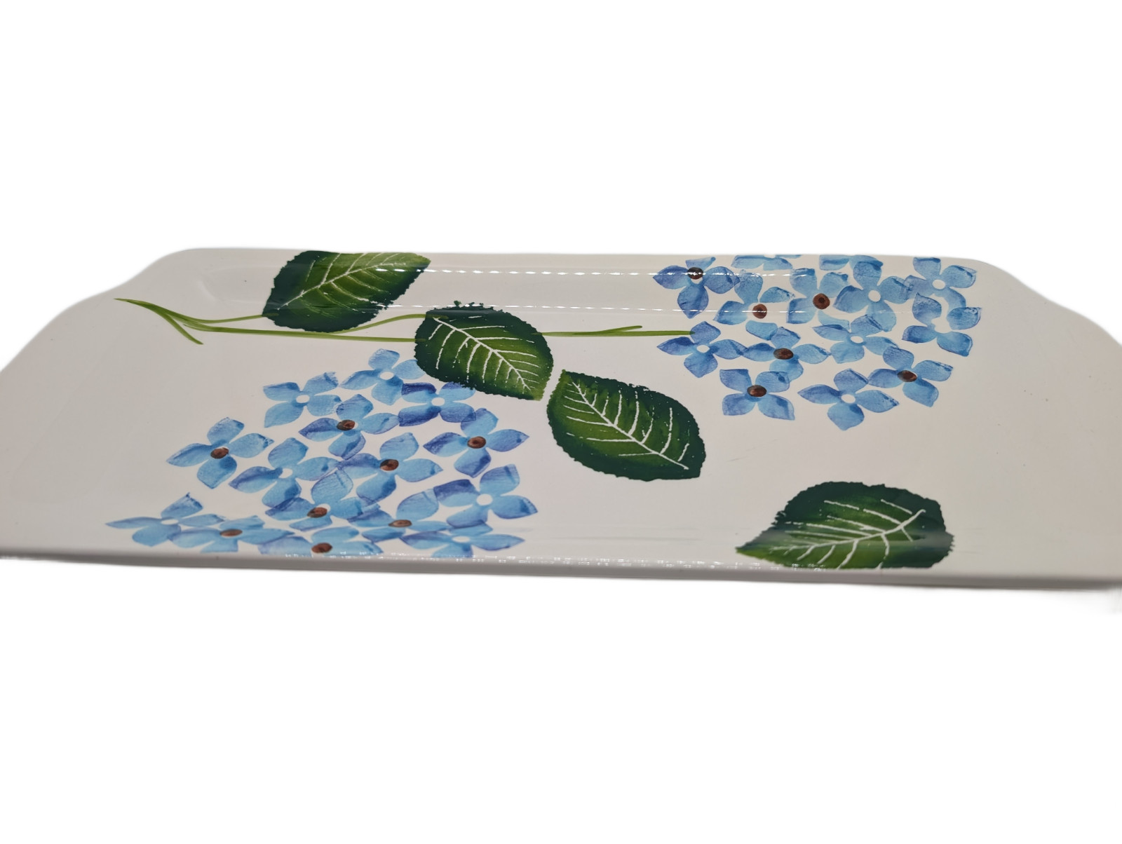 Hydrangea Mist Hand Painted Tray Portugal 16” Floral Serving Platter