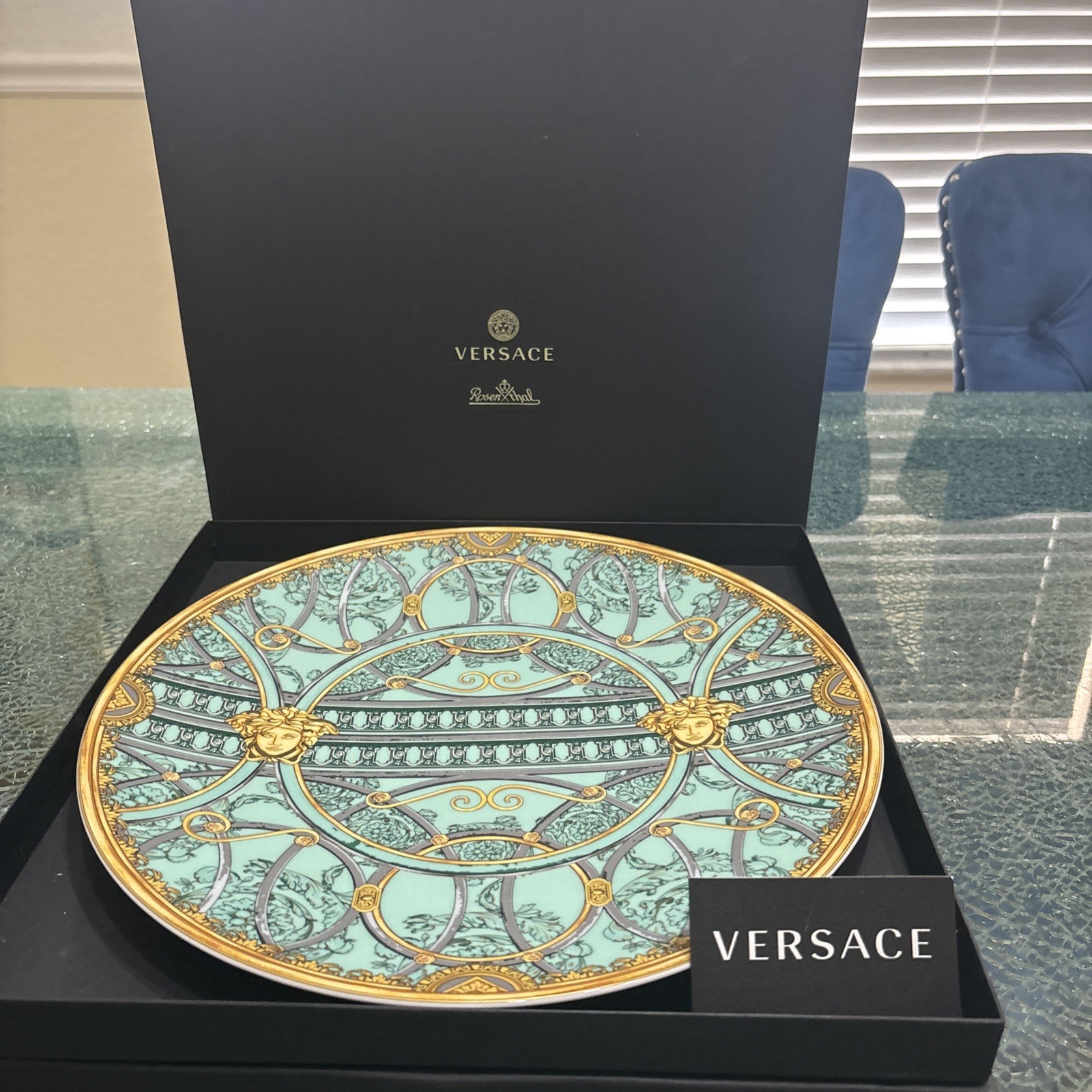VERSACE SCALA PALAZZO CHARGER MEDUSA SERVICE PLATE ROSENTHAL 13″ NEW /box RARE