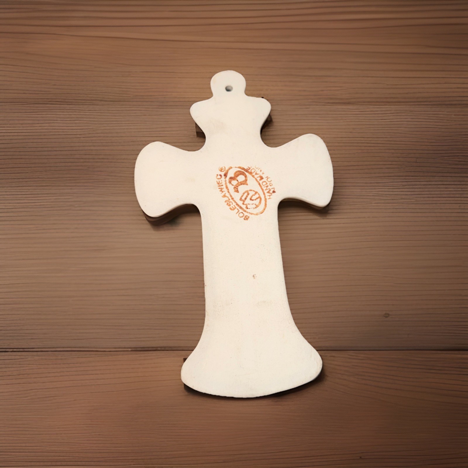 Boleslawiec Polish Pottery Easter Cross UNIKAT Stoneware Artisan Folk Art 7.5″