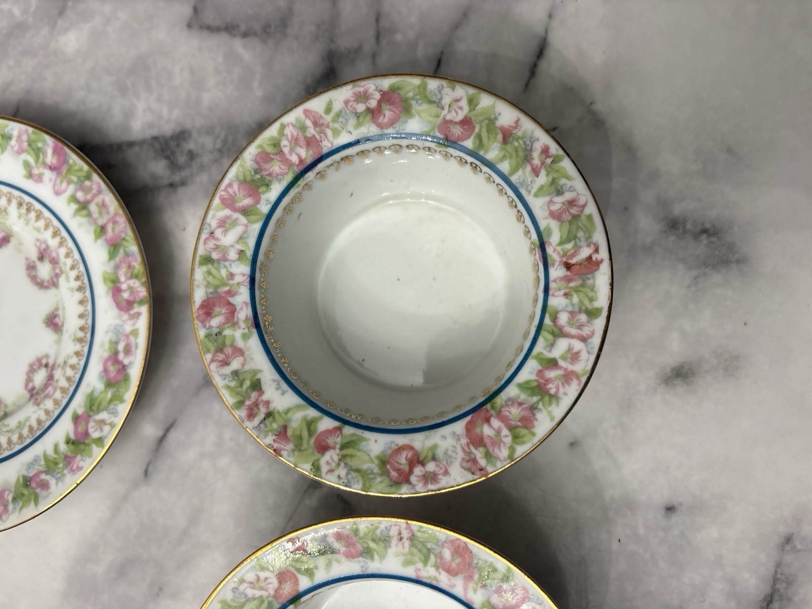 Antique IMPERIAL CHINA AUSTRIA Pink Rose Ramekin & Underplate Set 12 Piece Set