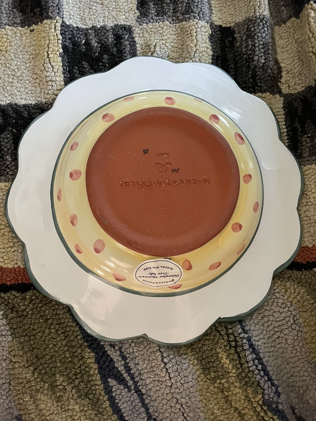 Mckenzie childs sunnyside bowl Pink Yellow Stripe Flower Ceramic Pottery Rare