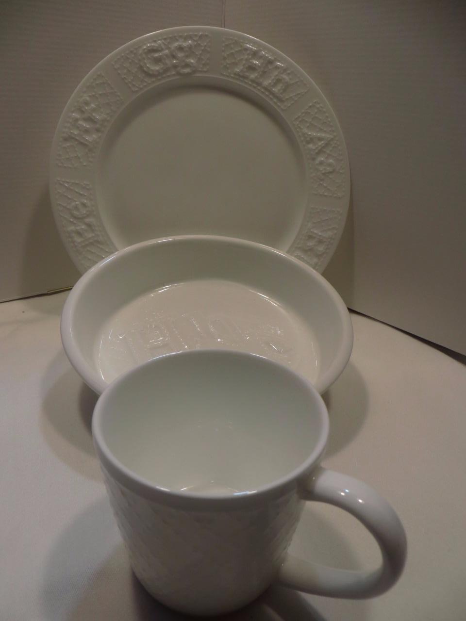 Ralph Lauren McKenzie Quilt Bone china 3P Child’s Children Dinnerware Set New