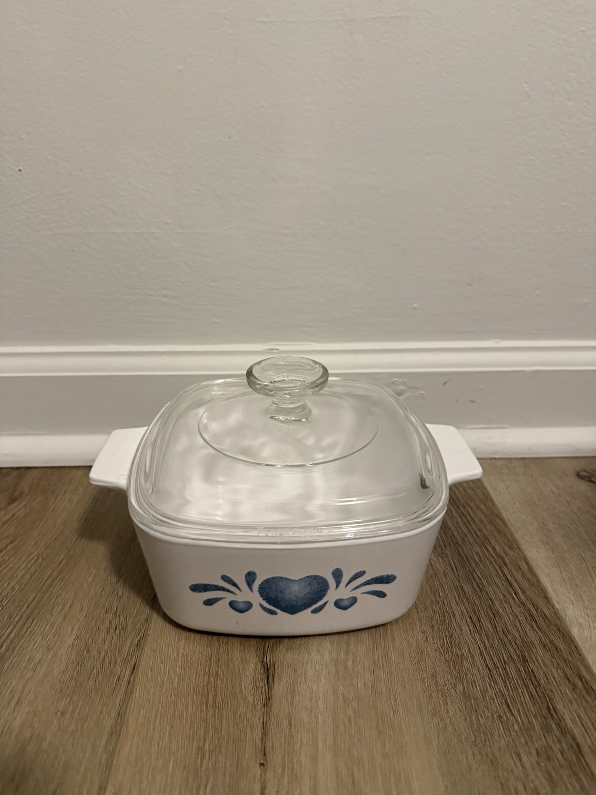 Corning Ware Country Kitchen Blue Sponge Heart A-1.5-B Casserole Dish Lid 1.5 L