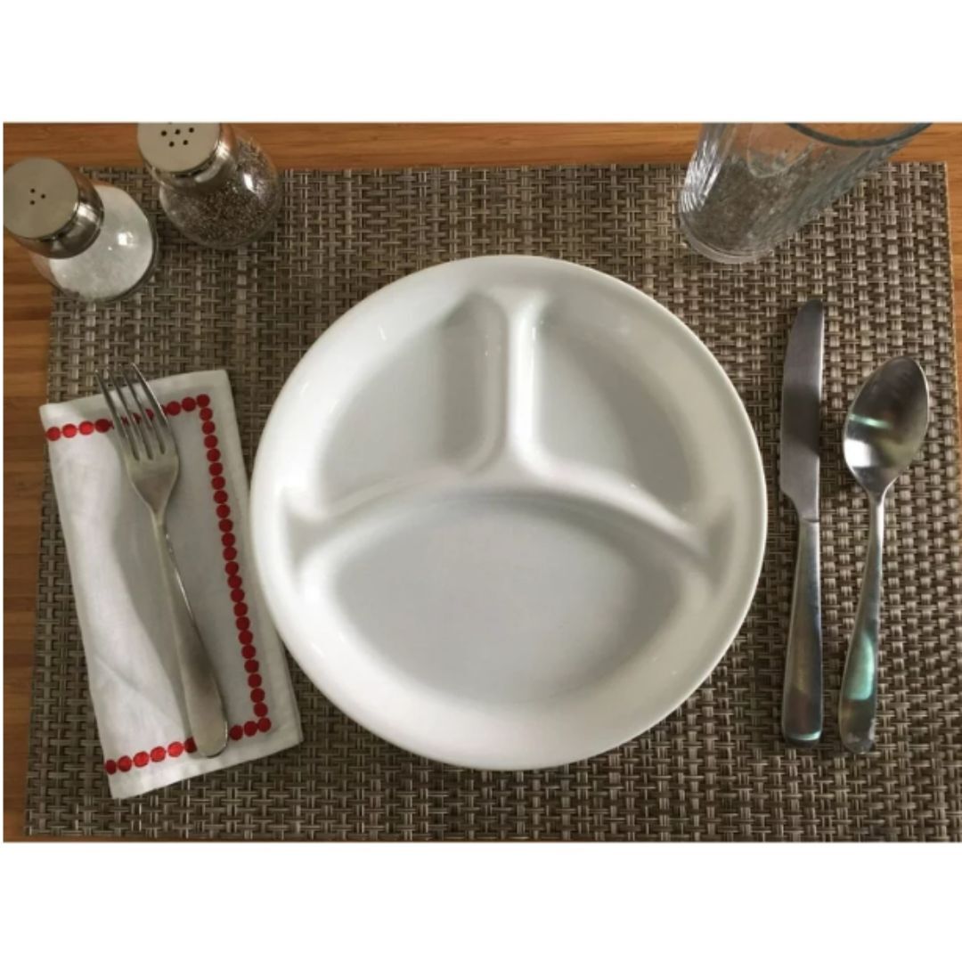 Divided Lunch Plate, 8.5″, Corelle Winter Frost White, Round