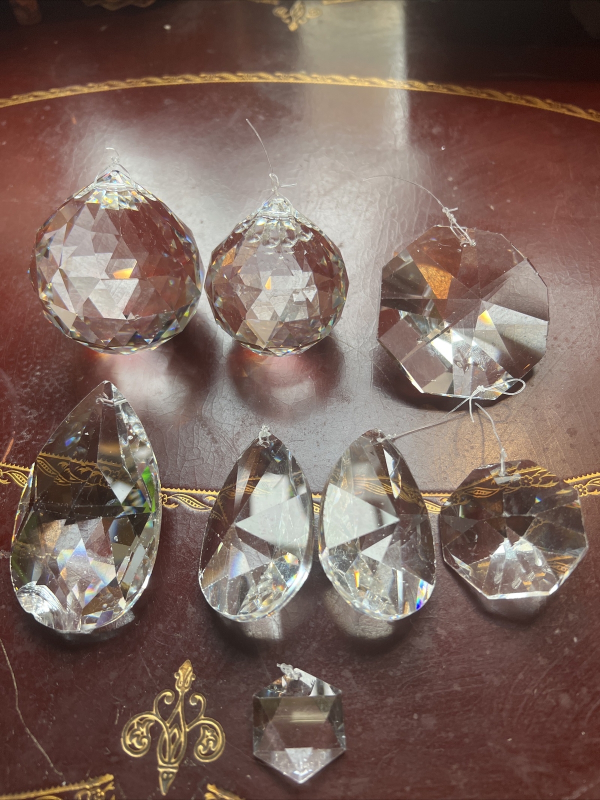 Window crystal pendant with many facets of diamond cutting process beautiful 8pc