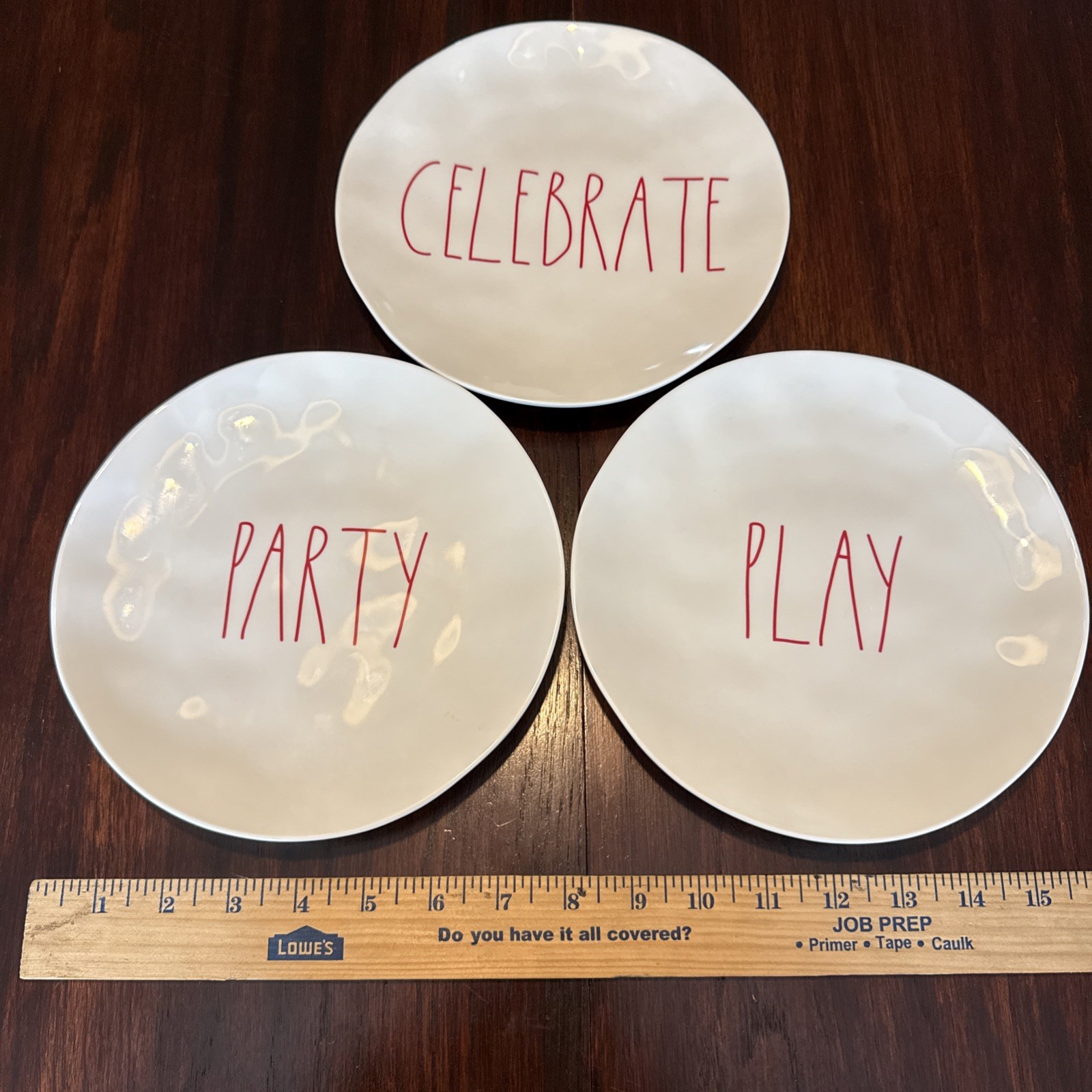 Rae Dunn by Magenta- Set Of 3 Picnic Salad Plates – Celebrate Party Play – 8 in