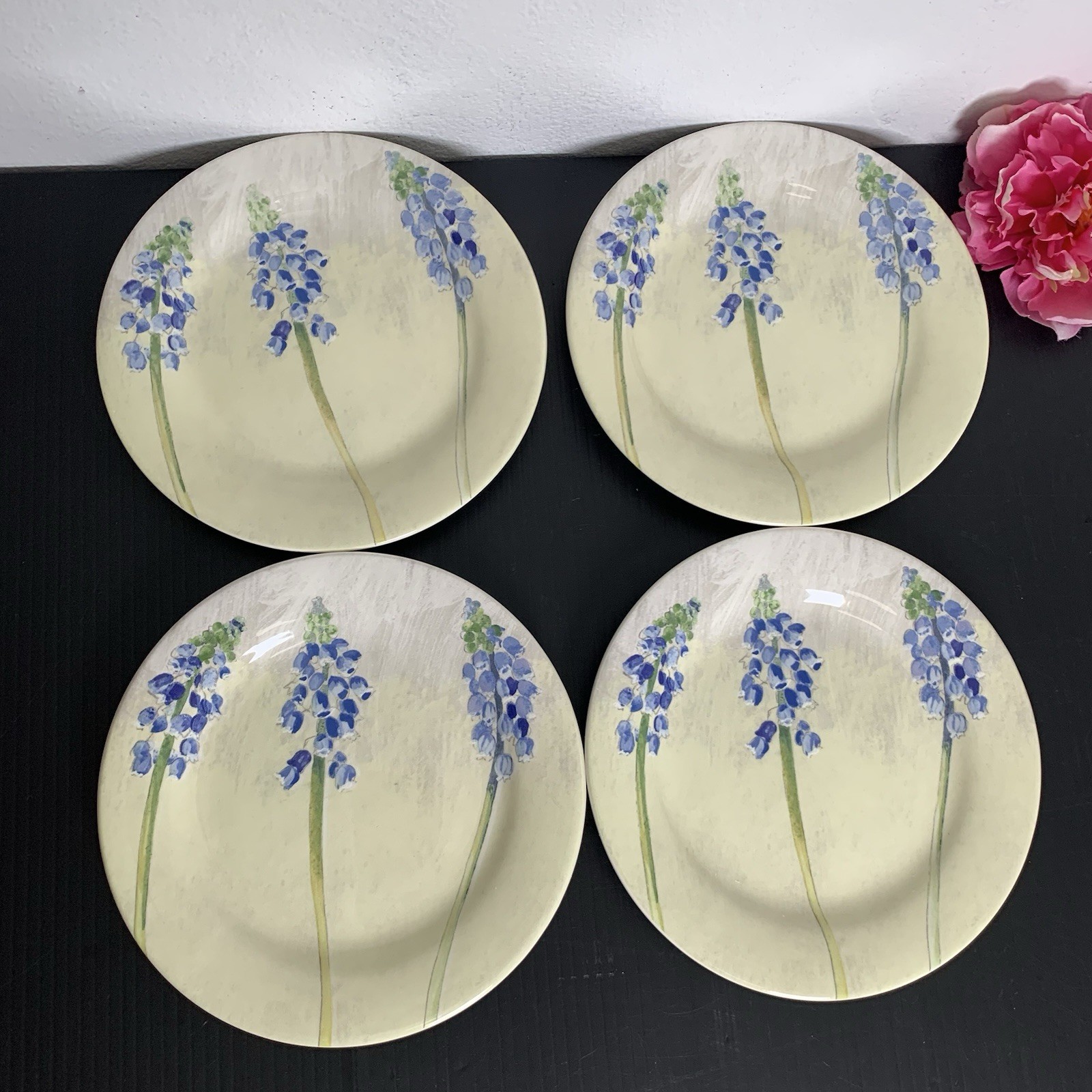Gien France – Alice Blue Floral Salad Dessert Plates – Set of 4